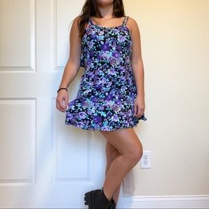 Black and purple floral mini dress